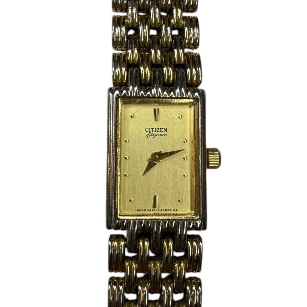 Women's Citizen "Elegance" Gold Tone Square Faced Watch 5421-F45189 Dainty